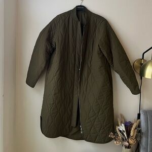 COS green quilted coat jacket